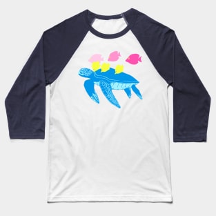 Hawaiian Sea Turtle & Fish v2 Baseball T-Shirt